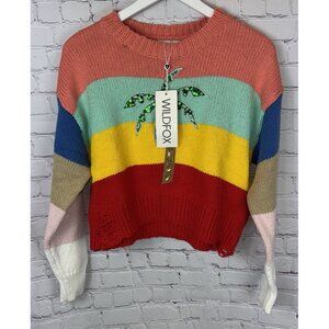 NWT WILDFOX Women’s Cayman Palm Beachy Striped Sweater Multicolor Size XS $218.